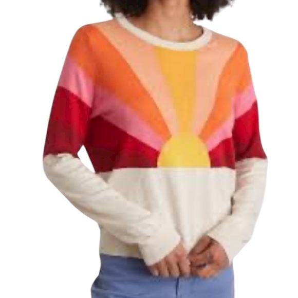 Marine Layer Radiant Horizon Crew Neck Sweater - Red, Pink, Yellow, Cream - Picture 2 of 7